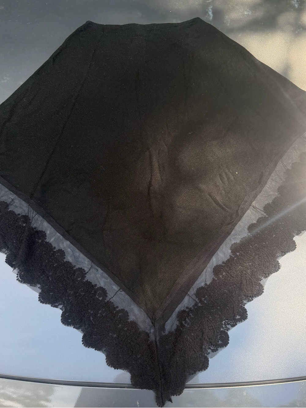 & Other Stories Black Lace-Trim Sheer Hip Scarf